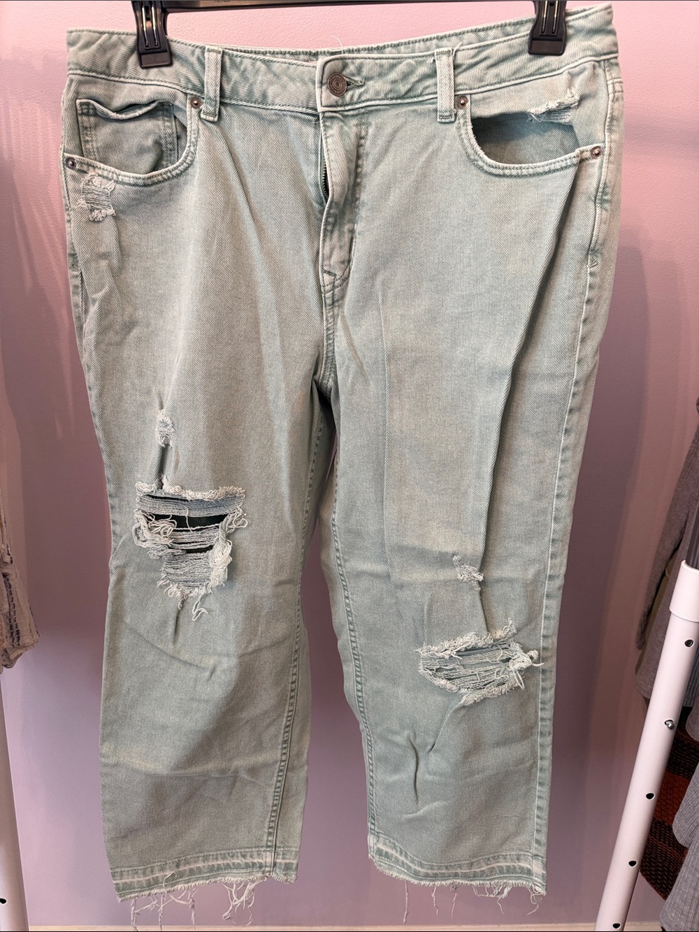 Maurices Distressed Mint Cropped Jeans